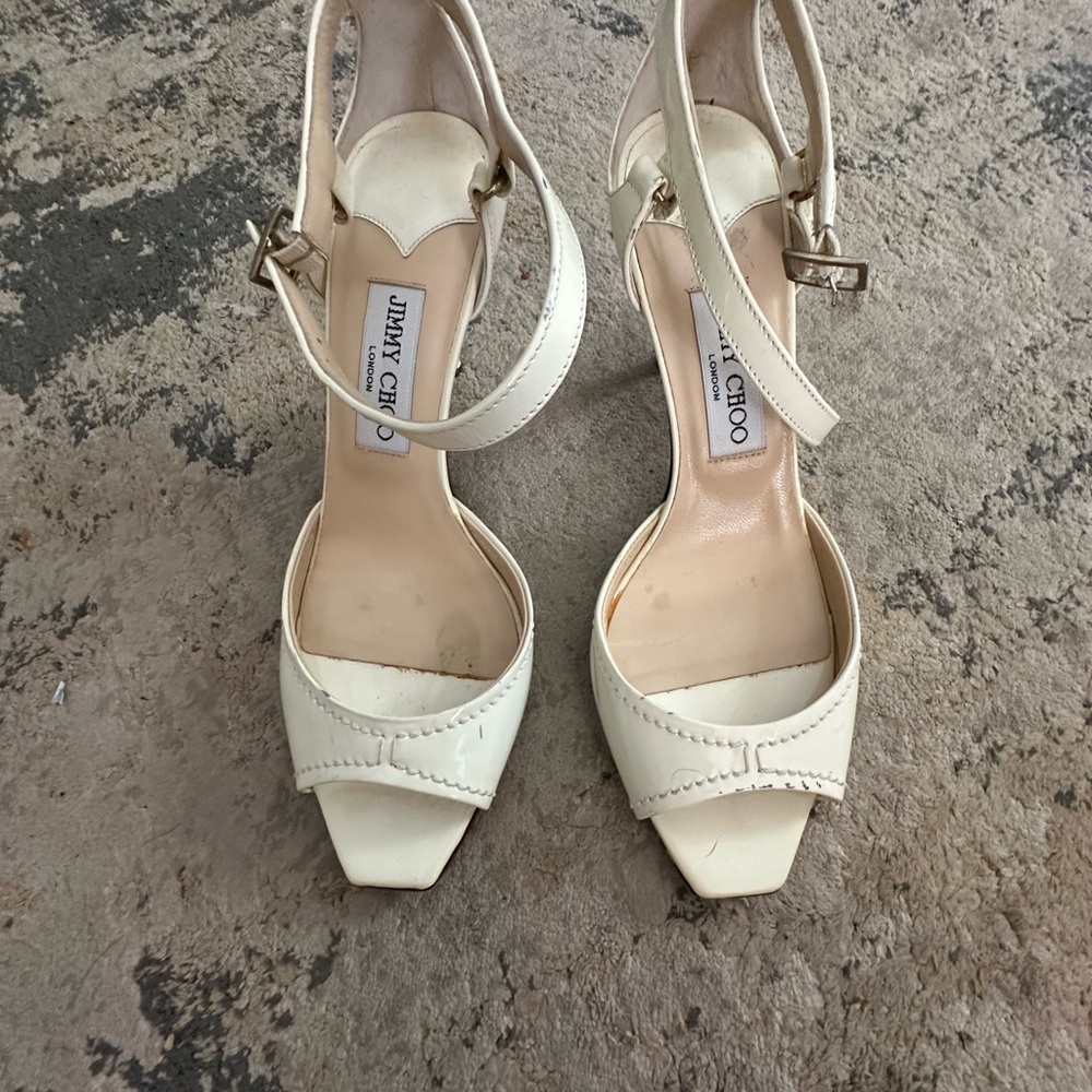 Jimmy Choo Ivory Ankle Strap Heels